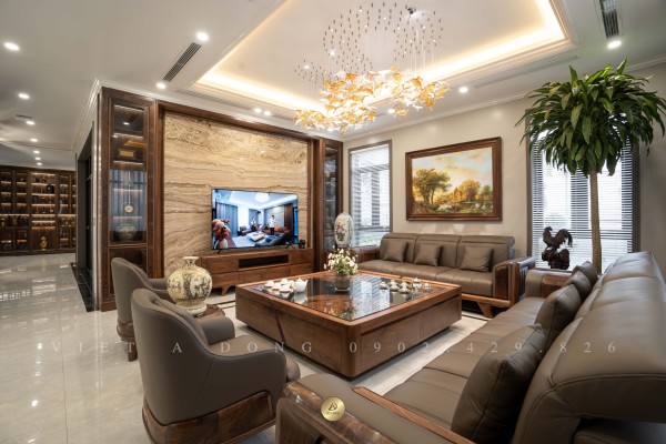 Thiết kế - Thi công nội thất biệt thự gỗ óc chó tại Nam Định - Chú Kháng